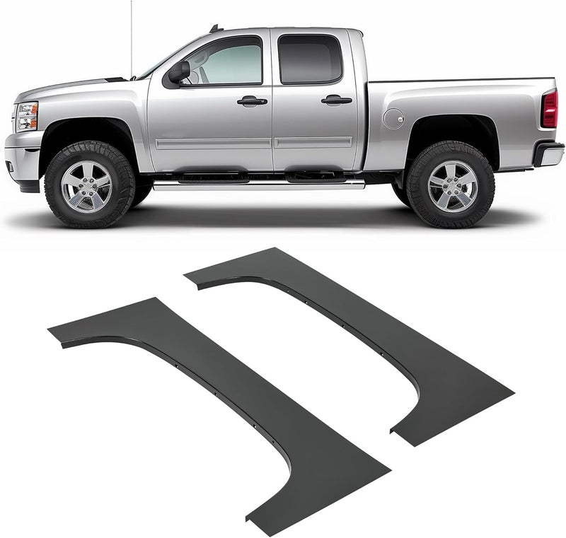 Kojem Wheel Arch Repair Panel Compatible with 2007-2014 Chevy Chevrolet Silverado 1500 2500HD 3500HD Truck Bed Upper Wheel Arch Patch Quarter Panels Black Steel Driver & Passenger Side - Image 1